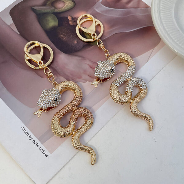 oly-8cfbde7aaaac0fa3de49b34ac44fc909 Wholesale Zodiac Diamond Snake Pendant Car Keychain Year of the Snake Gift Women's Bag Pendant Accessories Key Chain