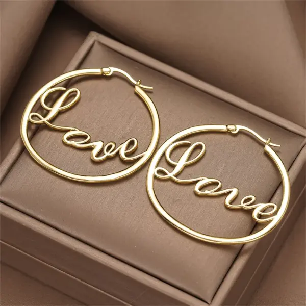 Wholesale Three-dimensional Love Earrings For Women In Copper With KC Golden Water Plating And 0.03µm Thickness