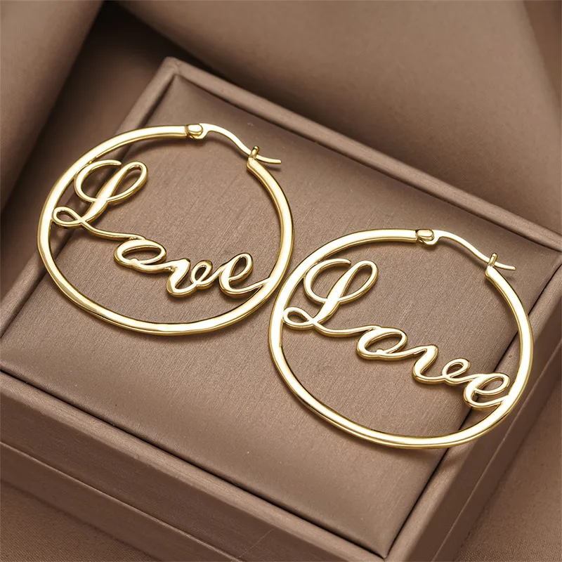 Wholesale Three-dimensional Love Earrings For Women In Copper With KC Golden Water Plating And 0.03µm Thickness