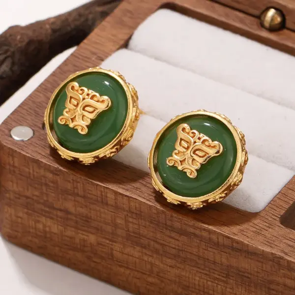 Wholesale Geometric Hypoallergenic Stud Earrings For Women In Copper With KC Golden UV Plated Finish And Acrylic Inlay