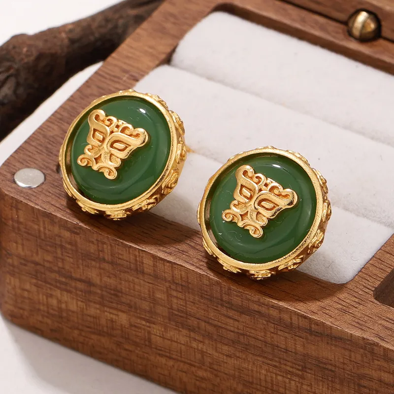 Wholesale Geometric Hypoallergenic Stud Earrings For Women In Copper With KC Golden UV Plated Finish And Acrylic Inlay