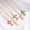 Wholesale Jewelry Glam Cross 304 Stainless Steel Copper Pendant Necklace Cable Chain