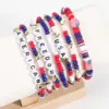 Wholesale Independence Day American Freedom Bracelet Soft Clay Beaded Handmade Jewelry Geometric Unisex Holiday Design