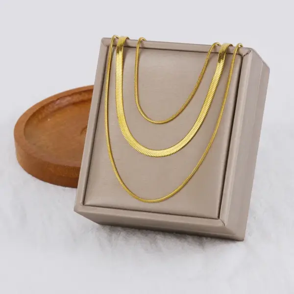 Wholesale Titanium Steel Hip-Hop Solid Color Plating Layered Necklaces