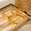 Wholesale 304 Stainless Steel Geometric Customization Laser Engraving PVD Coated 18K Real Gold Plated Casual Simple Style IG Style Waterproof Non Tarnish Gold Bangle