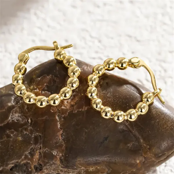 Wholesale Three-dimensional Geometric Earrings For Women In Copper With KC Golden Plated Water Plating And 0.03µm Thickness