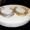 Wholesale Round Copper Bangle With Real Gold Plating And Rhinestone Inlay In Elegant Gold