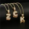 Wholesale Magma ABC Letter Pendant Necklace Zircon Gemstone Accessories Unisex Rose Gold Copper Material Brass Pendant