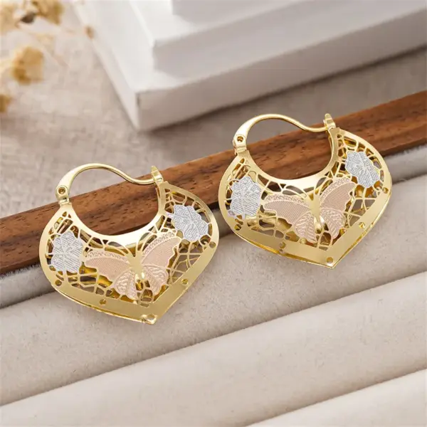 Wholesale Three-dimensional Flowers Earrings For Women In Copper With KC Golden Water Plating And 0.03µm Thickness