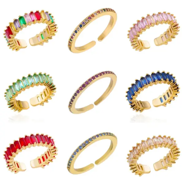 Wholesale Jewelry IG Style Elegant Geometric Copper Open Rings