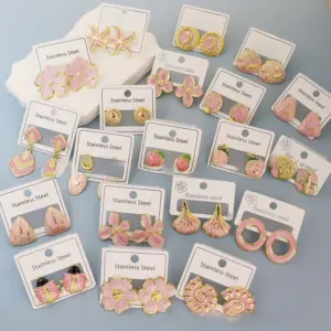 Wholesale Flower 304 Stainless Steel Simple Style Classic Style Ear Studs