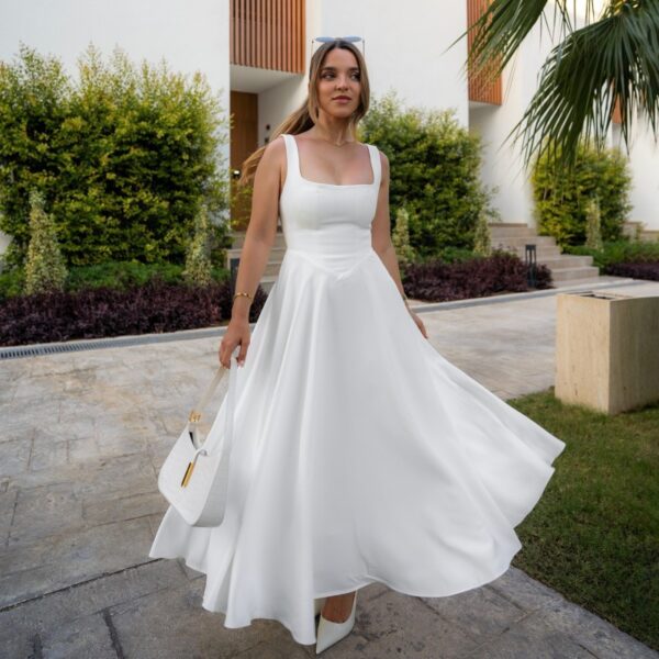 oly-8d5a2cfe121252cb26bde65b2b3d8232 Wholesale A588DS Summer Solid Color Square Collar Sleeveless Sling Long Fashion Women's dress