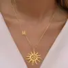 Wholesale Casual Personality Initial Spiral Sun Pendant For Women Gold 201 Stainless Steel Chain Necklace Romantic Simple Style 18K Gold Plated