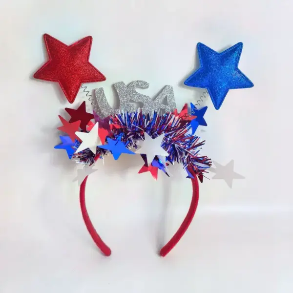 Wholesale 75th National Day USA Five-Pointed Star Headband Blue White Red Star Party Celebration Cheerleading Hair Accessories Headband