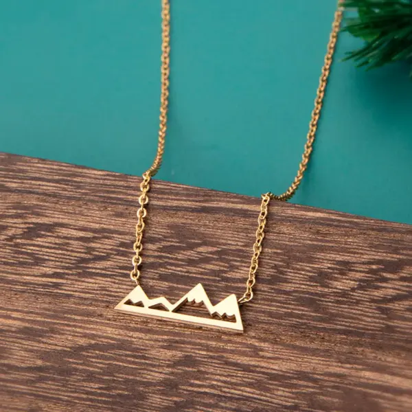 Wholesale Jewelry Simple Style Mountain 304 Stainless Steel Gold Plated Hollow Out Stainless Steel Necklaces