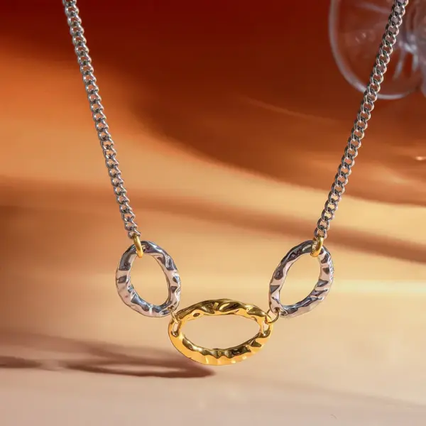 Wholesale Two Tone Irregular Jewelry Set For Women With 18K Real Gold Plated 304 Stainless Steel And PVD Coated Paperclip Chain