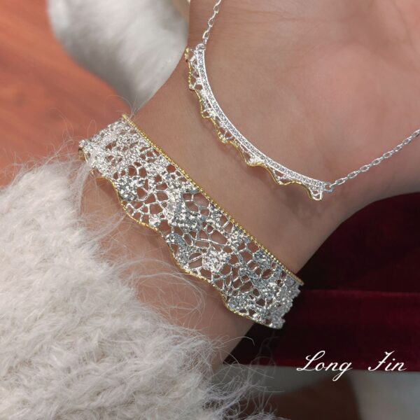 Wholesale Copper vintage lace skirt trim bracelet ring necklace flower lace bracelet necklace