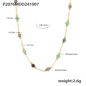 P2076-black green natural stone necklace (natural stone color is slightly different, mind carefully shot)