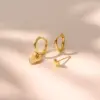 Wholesale Real Gold Brass Plated Fashion Smooth Heart Pendant Simple Versatile Earrings For Women