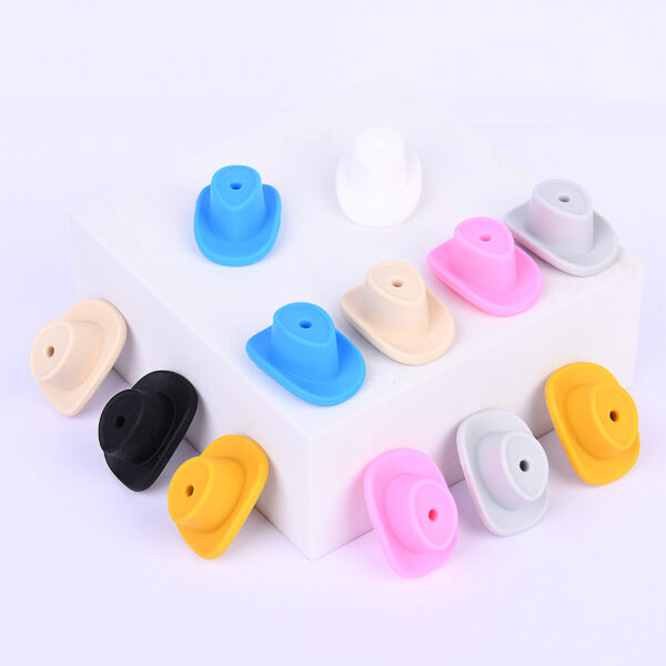 Wholesale cowboy hat silicone beads food grade baby tooth glue diy jewelry accessories hat loose beads