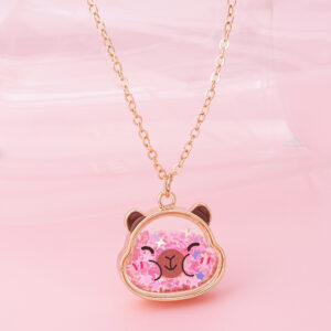 Wholesale Shrimp skin for super cute cat frog bear children's necklace wholesale containing sequins dopamine necklace