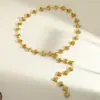 Wholesale Vacuum-plated (in-furnace) With 18K Real Gold On 304 Stainless Steel—elegant, Vintage, And Romantic Oval, Heart-shaped, And Diamond-inspired Chain Necklace With Lobster Clasp, Available In Gold, Perfect For Women