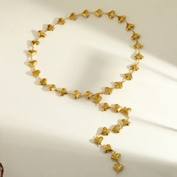 Wholesale Vacuum-plated (in-furnace) With 18K Real Gold On 304 Stainless Steel—elegant, Vintage, And Romantic Oval, Heart-shaped, And Diamond-inspired Chain Necklace With Lobster Clasp, Available In Gold, Perfect For Women