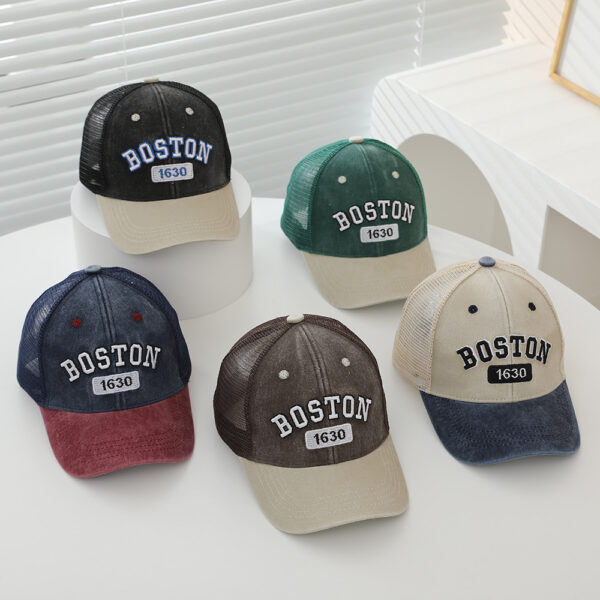 Wholesale Children's Hat Korean Style Old Boston Washed Baseball Cap Spring & Fall Peaked Cap Boys and Girls Sunshade Mesh Cap
