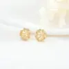 Wholesale Plant Stud Earrings With 925 Sterling Silver Posts, Copper Base, 14K Real Gold Plated, And Zircon Inlay In Gold