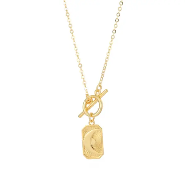 Wholesale Round Copper Pendant Necklace With Zircon Inlay On Snake Chain, Unisex Jewelry Accessory