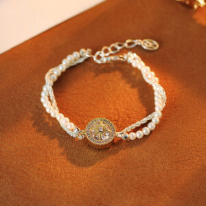 Wholesale Copper alloy bracelet with diamond-set eight-pointed star double-layer bead bracelet