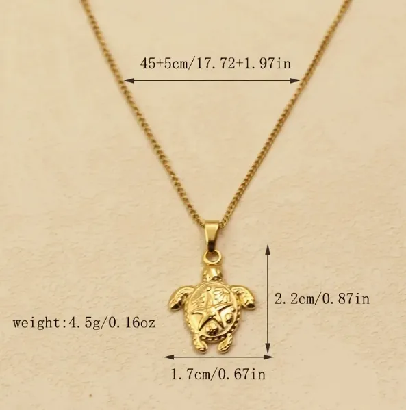 Wholesale 201 Stainless Steel Turtle Beach Modern Style Artistic Cable Chain Pendant Necklace