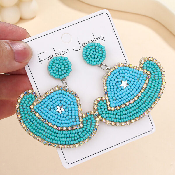 Wholesale Western Cowboy Hat Beaded Earrings Cowboy Hand-woven Earrings Bohemia
