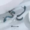 Wholesale Three-dimensional Snake Stud Earrings For Women With 925 Sterling Silver Posts, Copper Base, Gold Plating, Rhinestone Inlay