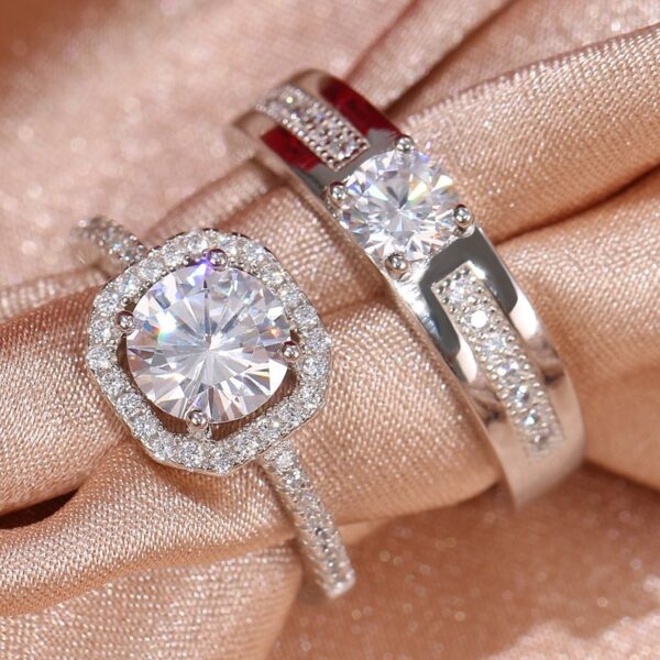 oly-8dfcadd9e66e9ae933d57b11e74489e6 Wholesale Couple ring open diamond ring wedding ring simulation wedding ring men's and women's silver plated ring Women's wholesale jewelry