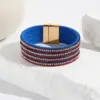 oly-8e0d79050391f60f3f72fdbbf6de4308 Wholesale Ethnic Style Classic Style Circle American Flag Pu Leather Plating Inlay Rhinestones Women's Bangle