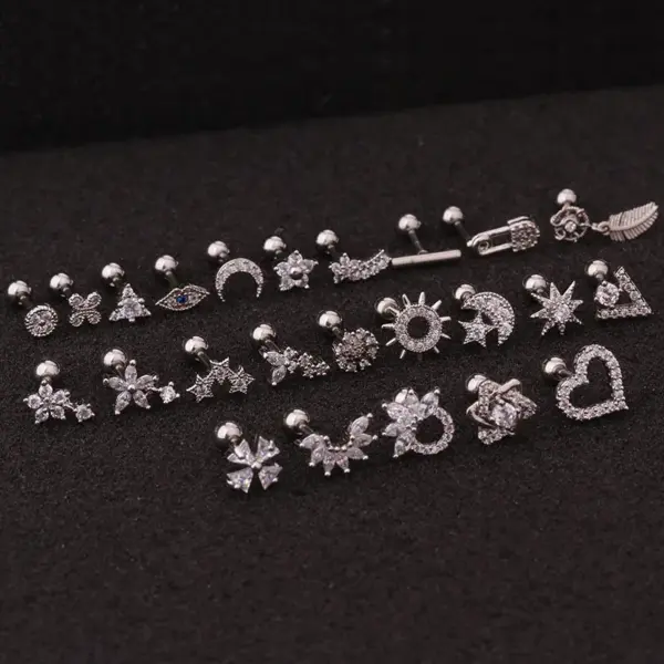 oly-8e1a16b9de9701527542b570a3fcbf2d Wholesale 316L Stainless Steel Copper Ear Cartilage Rings & Studs Flower Waterproof Non Tarnish Surgical Steel