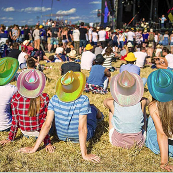 oly-8e1a808e9bc3c7a3fd394c20ecfe2747 Wholesale Halloween Carnival Party Pink Fluorescent Colorful Cowboy Hat Composite Laser Hat Western Style Fantasy Cowboy Hat