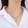 Wholesale PVD Coated Real Gold Plated Hippocampus 304 Stainless Steel Marine Style Beach Modern Style Waterproof Non Tarnish 304 Stainless Steel Pendant Necklace