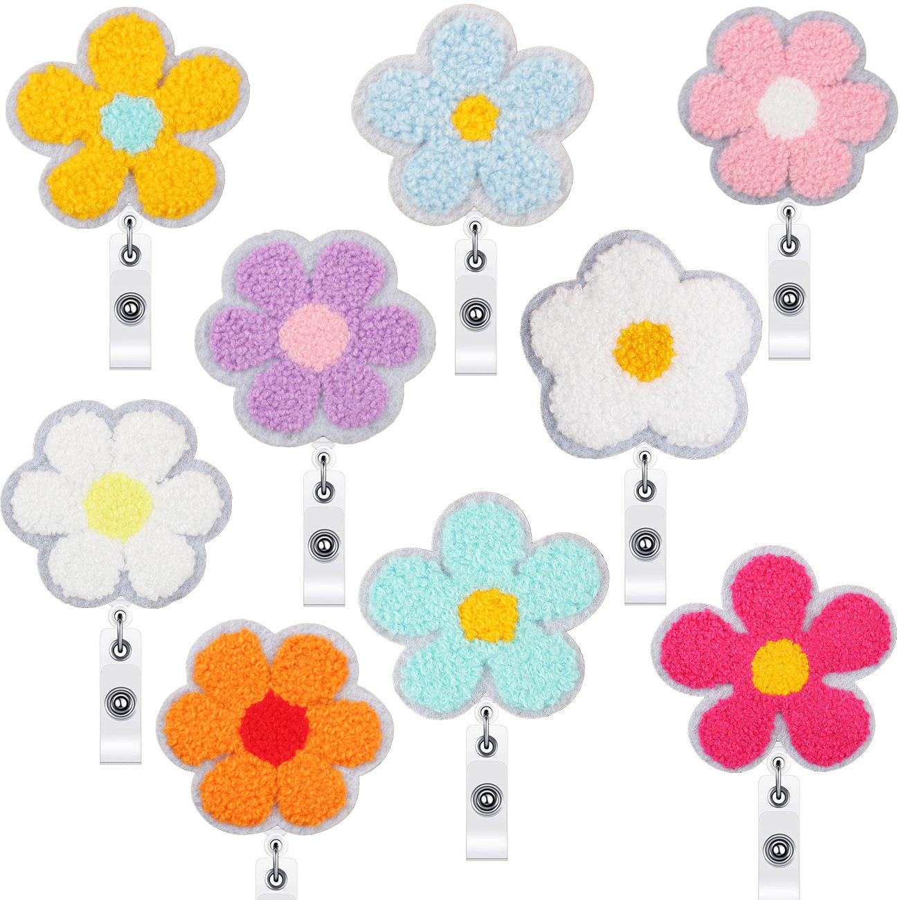 Wholesale Xiaotian Flower Easy-to-pull Buckle Embroidered Cloth Sticker Small Saffron Crocodile Clip Patch Sticker Towel Embroidered Big Saffron Easy-