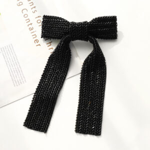 Black beaded bow hairpin