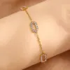 Wholesale 1pcs - Exquisite Oval Inlaid Bracelet!Simple And Eye-catching Design, Exquisite And Unique Details, Light Luxury And Fashionable Style, Showcasing Individual Elegance And Taste - Paired With Stainless Steel Material