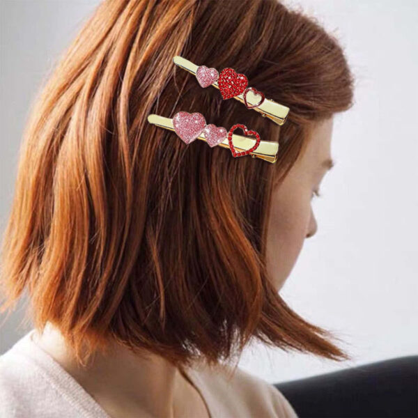 oly-8e5edbc25a9ebbfc43e3b212123b1481 Wholesale Valentine's Day Red love hair clip fashion shiny crystal sweet heart hair accessories duckbill clip crocodile clip