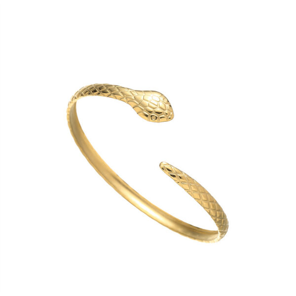 oly-8e6770caf16282e432fa5c3a6bbe79aa Wholesale Simple Snake-shaped Titanium Steel Bracelet Personalized Fashion Retro Niche Stainless Steel Opening Bracelet for Women