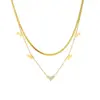 Wholesale Titanium Steel 18K Gold Plated Artistic Plating Heart Shape Acrylic Layered Necklaces