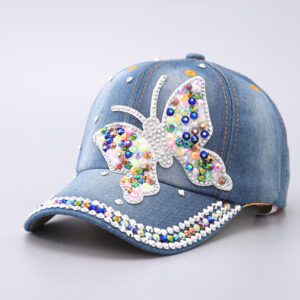 Denim blue fashion diamond butterfly / Adjustable
