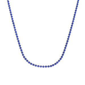Blue 3mm Diamond Set Silver Necklace