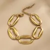 Wholesale 304 Stainless Steel With Real Gold Plating, Electroplated In Furnace, Color-Contrasting Oval Irregular Shape Handmade Bracelet