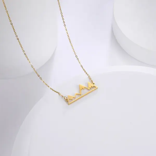 Wholesale Jewelry Simple Style Mountain 304 Stainless Steel Gold Plated Hollow Out Stainless Steel Necklaces