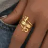 Wholesale PVD Coated Real Gold Plated 18K Gold Cross 304 Stainless Steel Retro Simple Style Waterproof Non Tarnish Open Rings